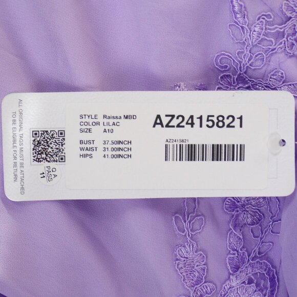 AZAZIE size A10 lilac fit/flare full-length gown 100% polyester dry clean only - Picture 14 of 16